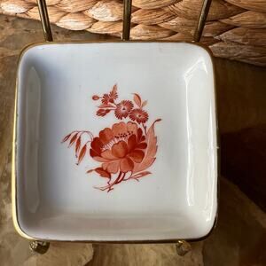 Red Floral Royal Bluereuth Trinket Dish